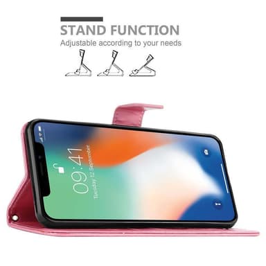 iPhone XR Suojakuori Lompakkokotelo (Vaaleanpunainen)