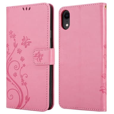 iPhone XR Suojakuori Lompakkokotelo (Vaaleanpunainen)
