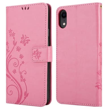 iPhone XR Suojakuori Lompakkokotelo (Vaaleanpunainen)