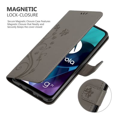 Motorola MOTO G71 5G Suojakuori Lompakkokotelo (harmaa)