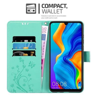 Huawei P30 LITE Suojakuori Lompakkokotelo (Turkoosi)