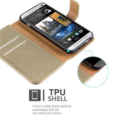 HTC ONE M7 Suojakuori Lompakkokotelo (Ruskea)