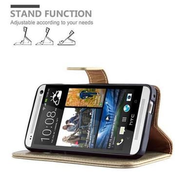 HTC ONE M7 Suojakuori Lompakkokotelo (Ruskea)