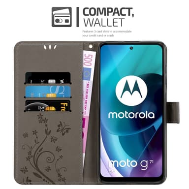 Motorola MOTO G71 5G Suojakuori Lompakkokotelo (harmaa)