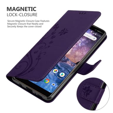 Nokia 7 PLUS Suojakuori Lompakkokotelo (Violetti)