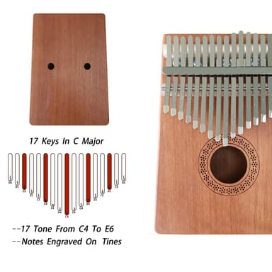 Kalimba Thumb-piano mahonkipuusta (tummanruskea)