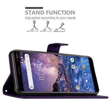 Nokia 7 PLUS Suojakuori Lompakkokotelo (Violetti)
