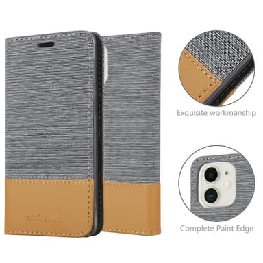 iPhone 12 MINI Suojakuori Lompakkokotelo (harmaa)