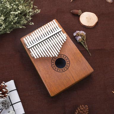 Kalimba Thumb-piano mahonkipuusta (tummanruskea)