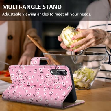Huawei P20 Suojakuori Lompakkokotelo (Vaaleanpunainen)