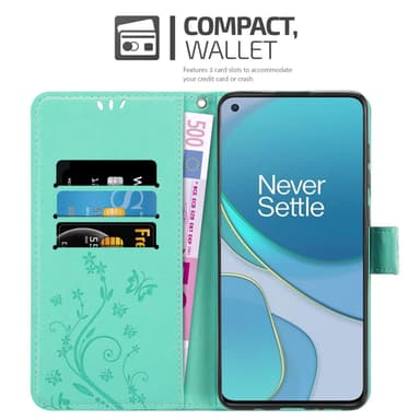 OnePlus 8T Suojakuori Lompakkokotelo (Turkoosi)
