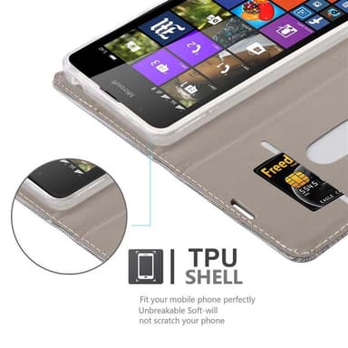 Nokia Lumia 540 Suojakuori Lompakkokotelo (harmaa)