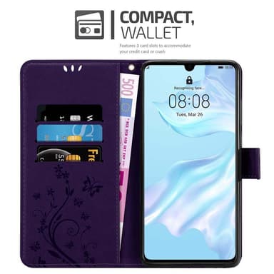 Huawei P30 Suojakuori Lompakkokotelo (Violetti)