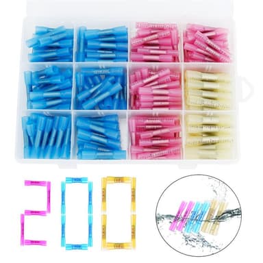 200 kutisteputkissa kutisteliitintä 3 eri koossa