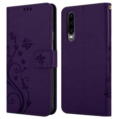 Huawei P30 Suojakuori Lompakkokotelo (Violetti)