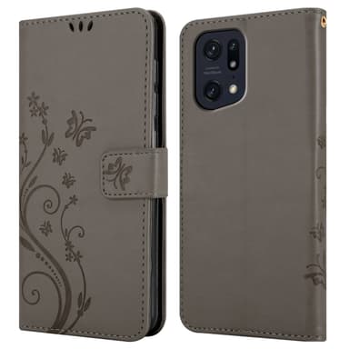 Oppo FIND X5 PRO Suojakuori Lompakkokotelo (harmaa)