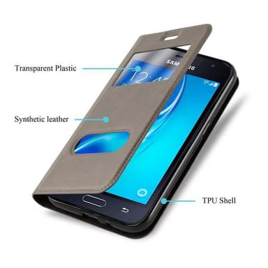 Lompakkokotelo Samsung Galaxy J1 2015 Case (Ruskea)