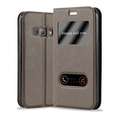 Lompakkokotelo Samsung Galaxy J1 2015 Case (Ruskea)