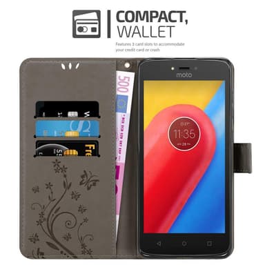 Motorola MOTO C Suojakuori Lompakkokotelo (harmaa)