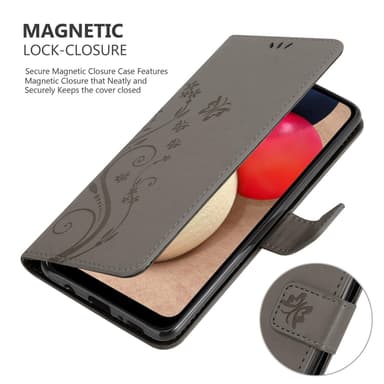 Samsung Galaxy A02s Suojakuori Lompakkokotelo (harmaa)