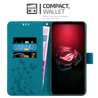 Asus ROG Phone 5 Suojakuori Lompakkokotelo (Sininen)