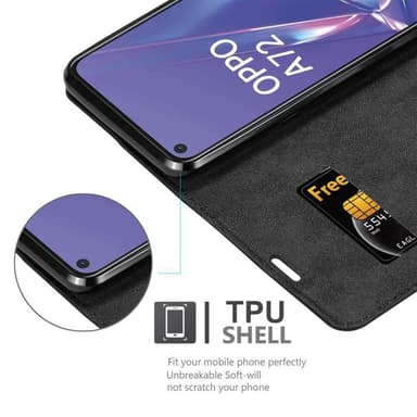 Oppo A52 Suojakuori Lompakkokotelo (Musta)