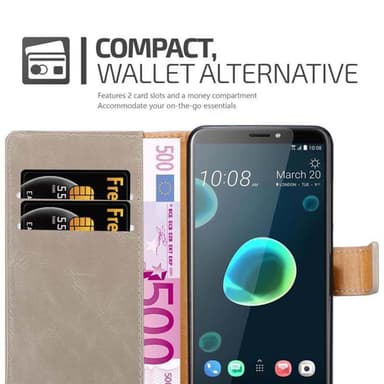 HTC Desire 12 PLUS Suojakuori Lompakkokotelo (Ruskea)