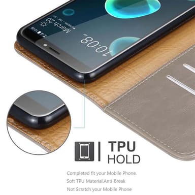 HTC Desire 12 PLUS Suojakuori Lompakkokotelo (Ruskea)
