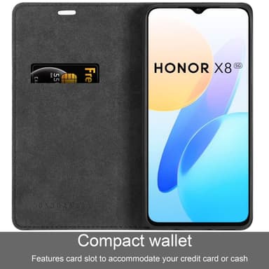 Honor X8 5G Suojakuori Lompakkokotelo (Musta)