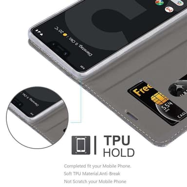 Google PIXEL 3 XL Suojakuori Lompakkokotelo (harmaa)