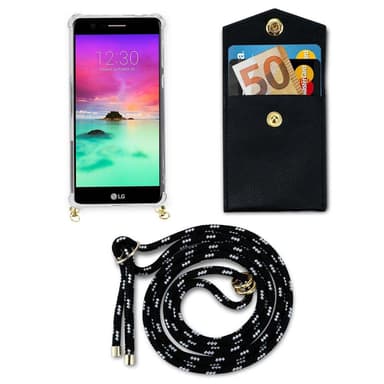 LG K10 2017 Suojakuori Kotelo Ketju (Musta)