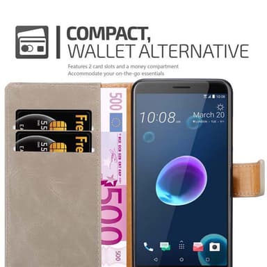 HTC Desire 12 Suojakuori Lompakkokotelo (Ruskea)