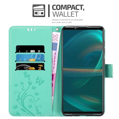 Sony Xperia 5 III Suojakuori Lompakkokotelo (Turkoosi)