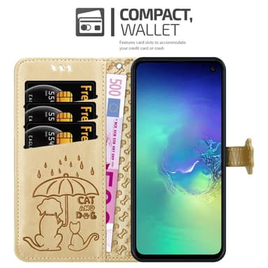 Samsung Galaxy S10e Suojakuori Lompakkokotelo (kulta)