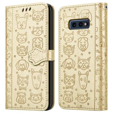 Samsung Galaxy S10e Suojakuori Lompakkokotelo (kulta)