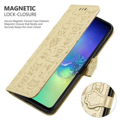 Samsung Galaxy S10e Suojakuori Lompakkokotelo (kulta)