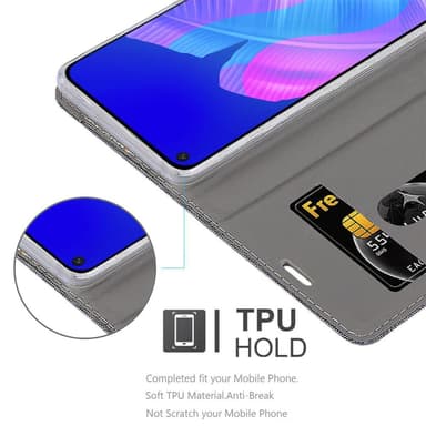Huawei P40 LITE E Suojakuori Lompakkokotelo (harmaa)