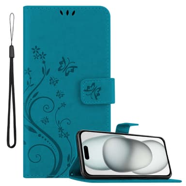 iPhone 15 Suojakuori Lompakkokotelo (Sininen)
