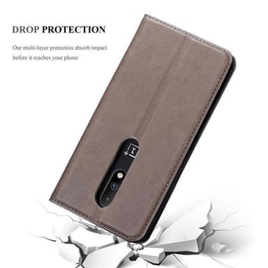 OnePlus 7 Suojakuori Lompakkokotelo (Ruskea)