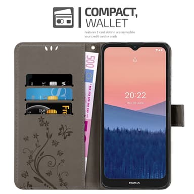 Nokia C21 Suojakuori Lompakkokotelo (harmaa)