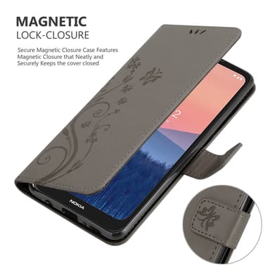 Nokia C21 Suojakuori Lompakkokotelo (harmaa)
