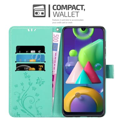 Samsung Galaxy M31 Suojakuori Lompakkokotelo (Turkoosi)