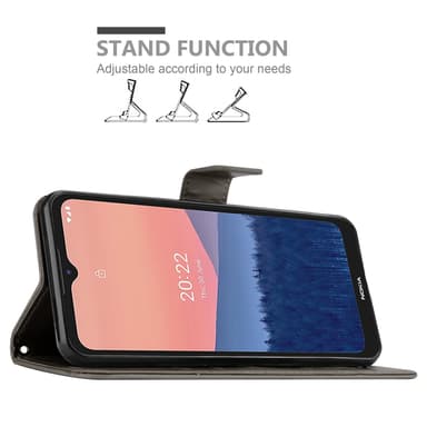 Nokia C21 Suojakuori Lompakkokotelo (harmaa)
