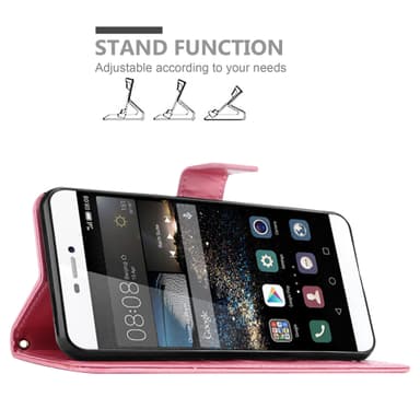 Huawei P8 Suojakuori Lompakkokotelo (Vaaleanpunainen)