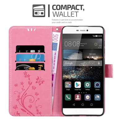 Huawei P8 Suojakuori Lompakkokotelo (Vaaleanpunainen)