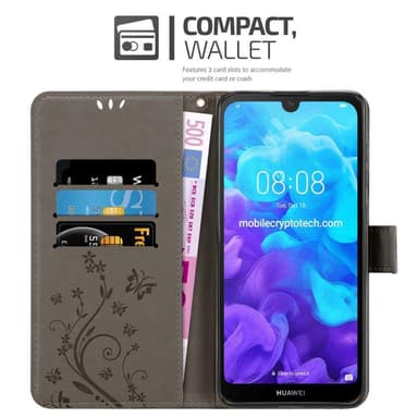 Huawei Y6 PRO 2019 Suojakuori Lompakkokotelo (harmaa)
