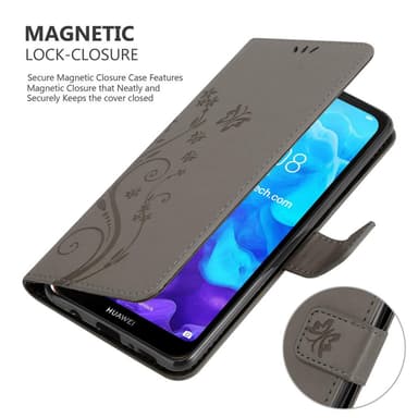 Huawei Y6 PRO 2019 Suojakuori Lompakkokotelo (harmaa)