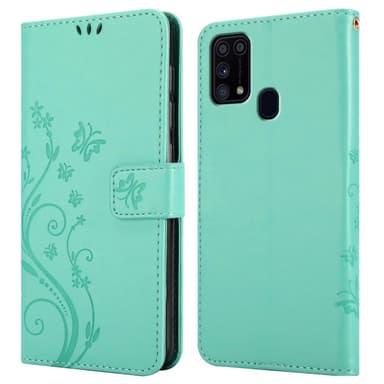 Samsung Galaxy M31 Suojakuori Lompakkokotelo (Turkoosi)