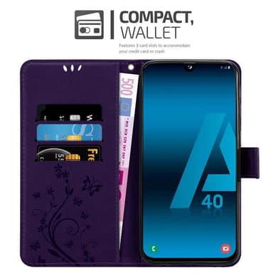Samsung Galaxy A40 Suojakuori Lompakkokotelo (Violetti)