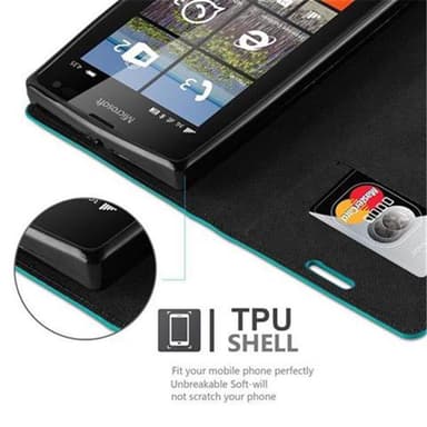 Nokia Lumia 435 Suojakuori Lompakkokotelo (Turkoosi)